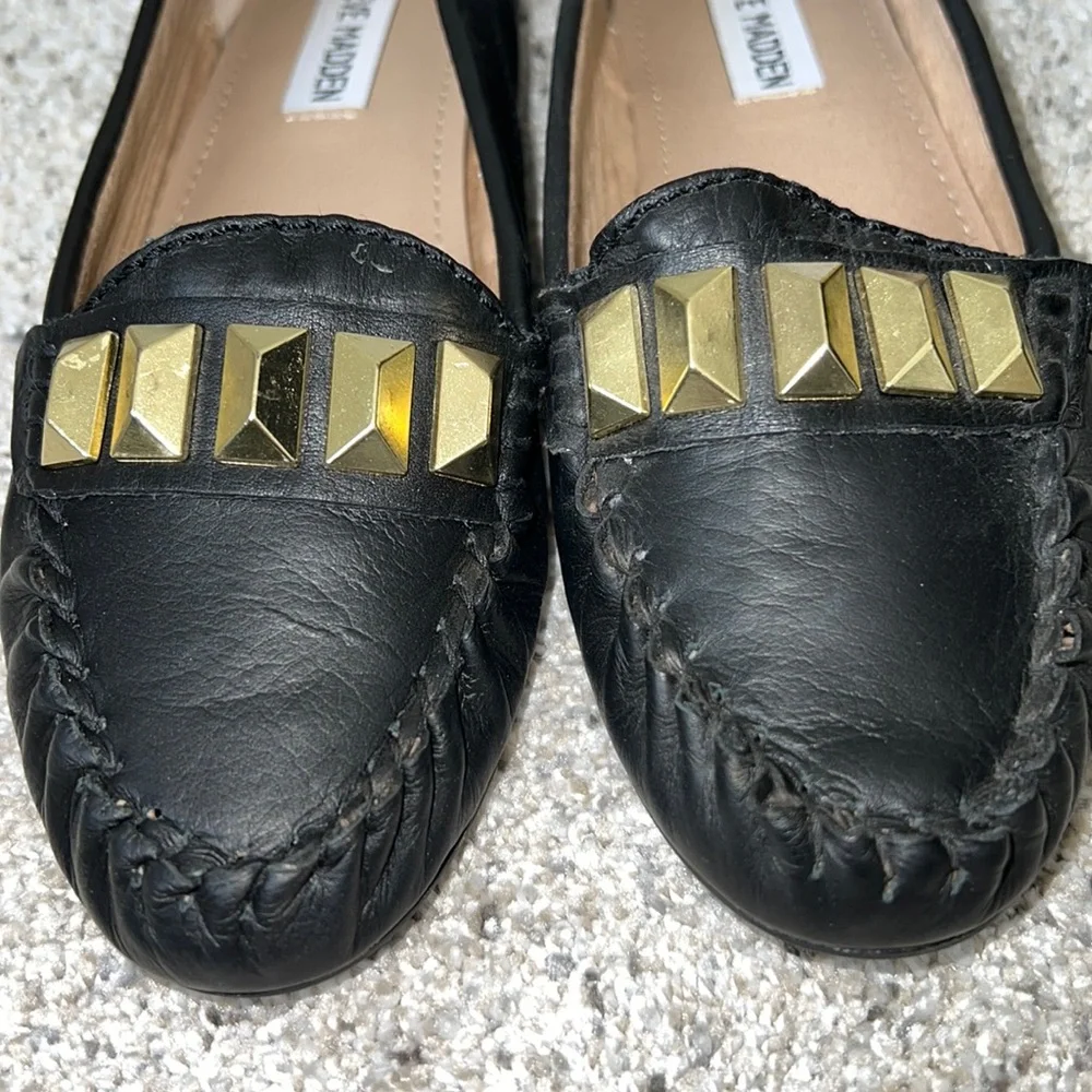 AUTH NIB Steve Madden MISTRO LOAFERS BLACK LEATHER US 6